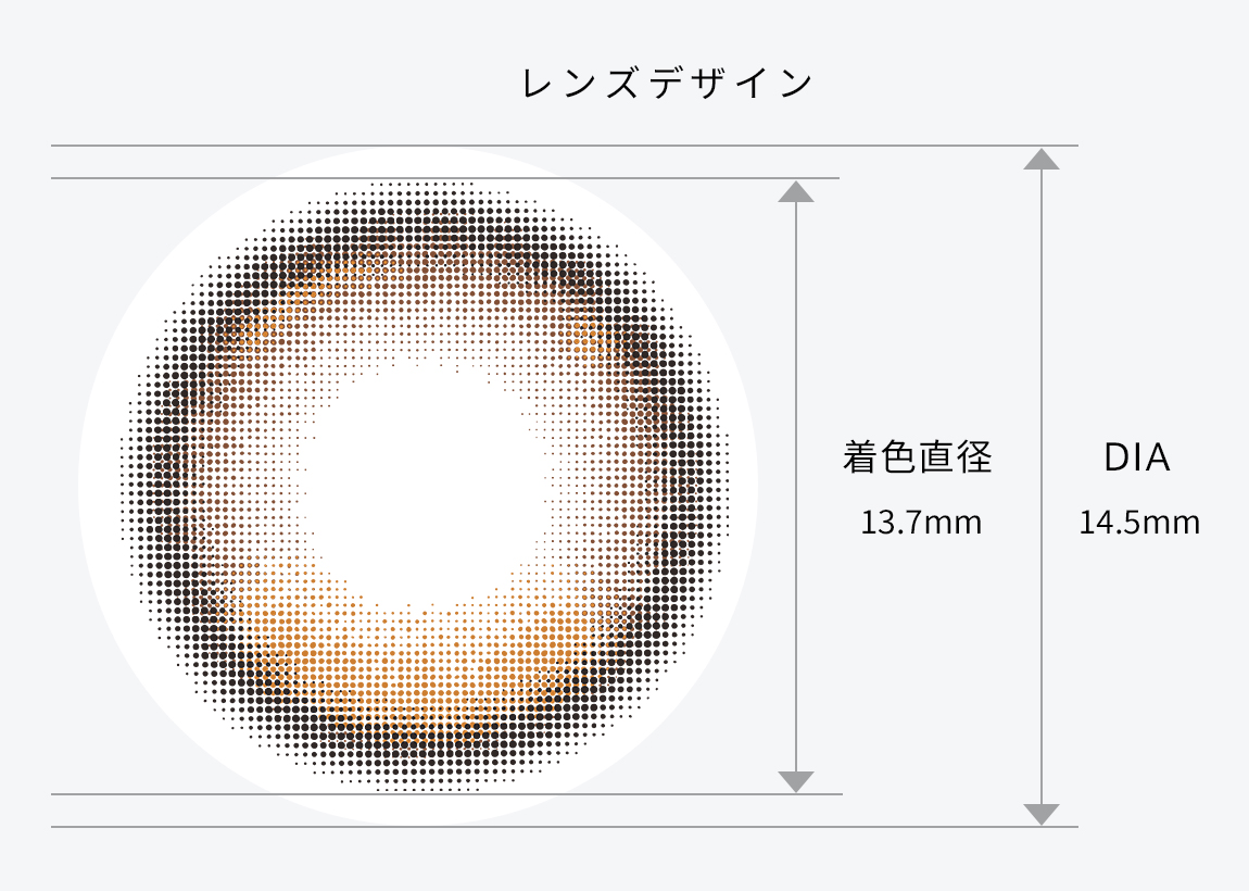 レンズデザイン着⾊直径13.7mm DIA14.5mm