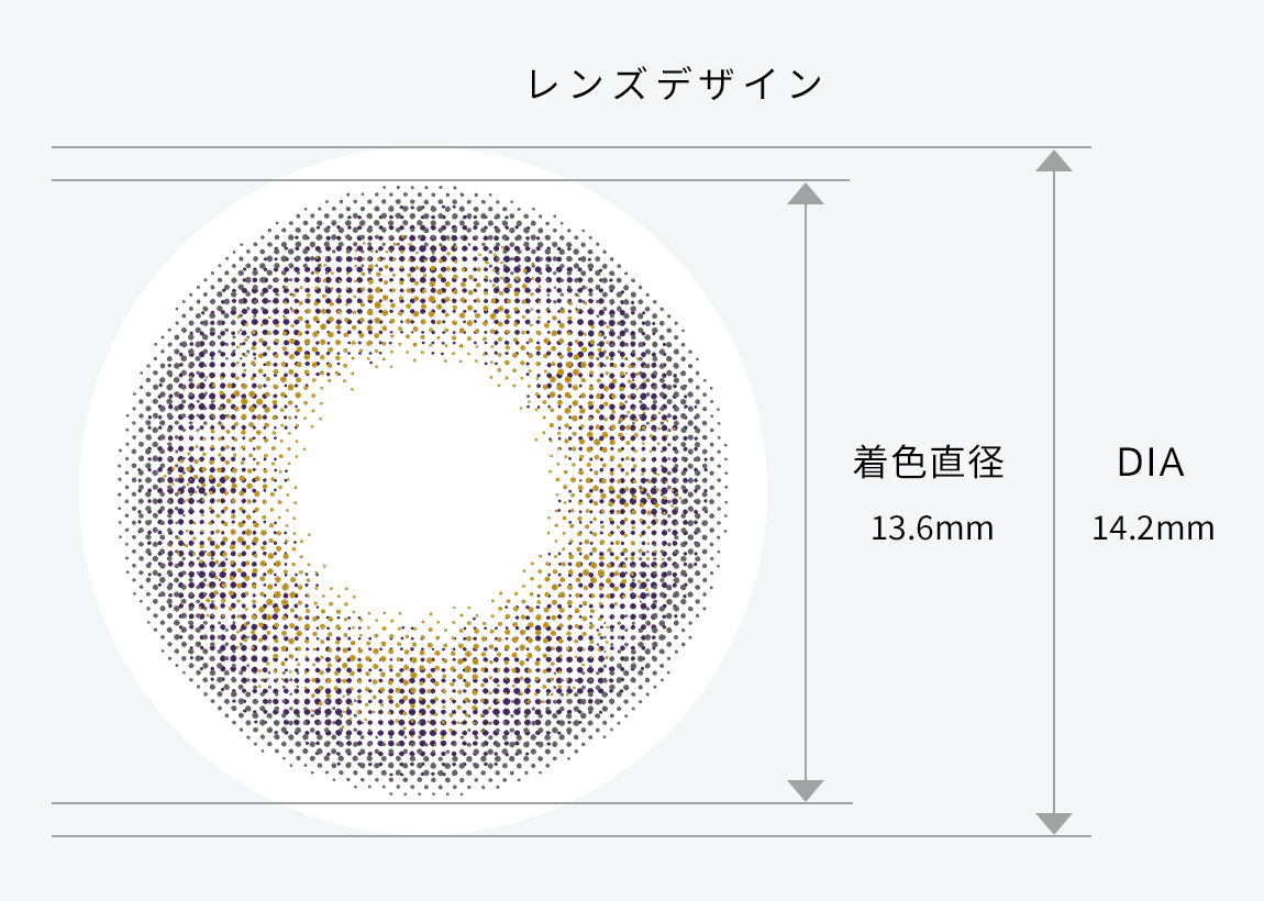 レンズデザイン着⾊直径13.2mm DIA14.2mm