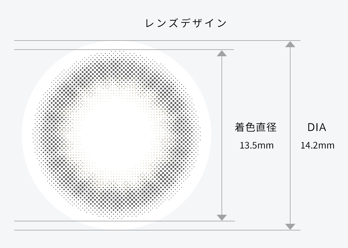 レンズデザイン着⾊直径13.5mm DIA14.2mm