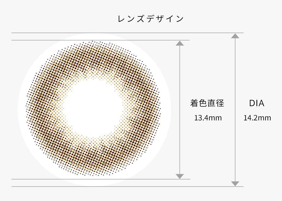 レンズデザイン着⾊直径13.4mm DIA14.2mm