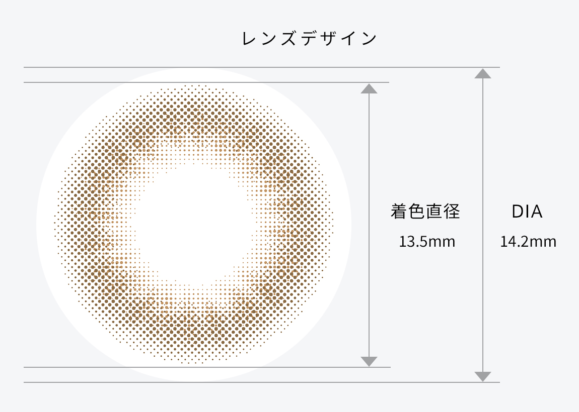 レンズデザイン着⾊直径13.5mm DIA14.2mm