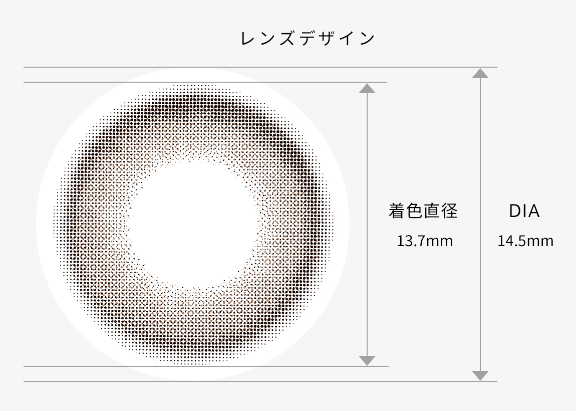 レンズデザイン着⾊直径13.7mm DIA14.5mm