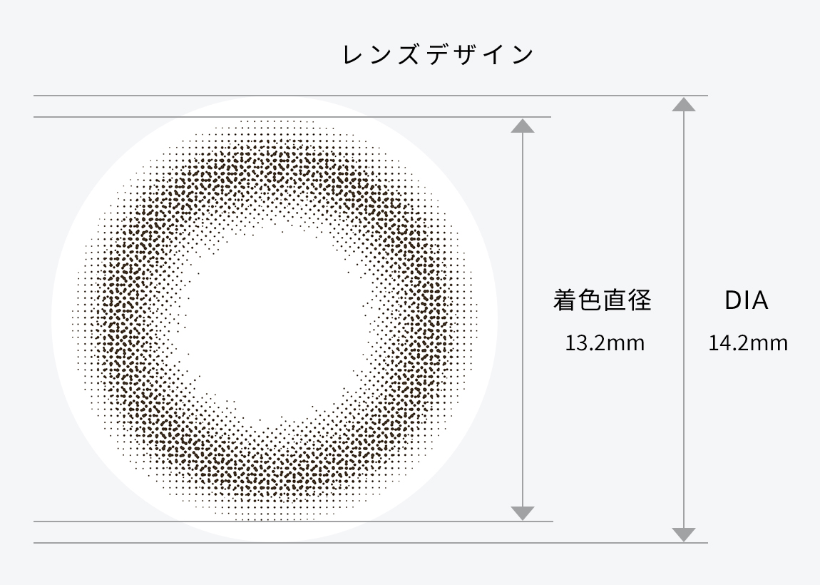 レンズデザイン着⾊直径13.2mm DIA14.2mm