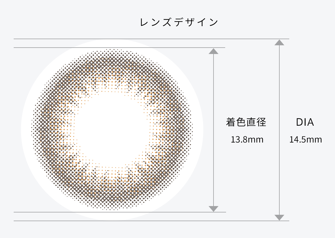 レンズデザイン着⾊直径13.8mm DIA14.5mm