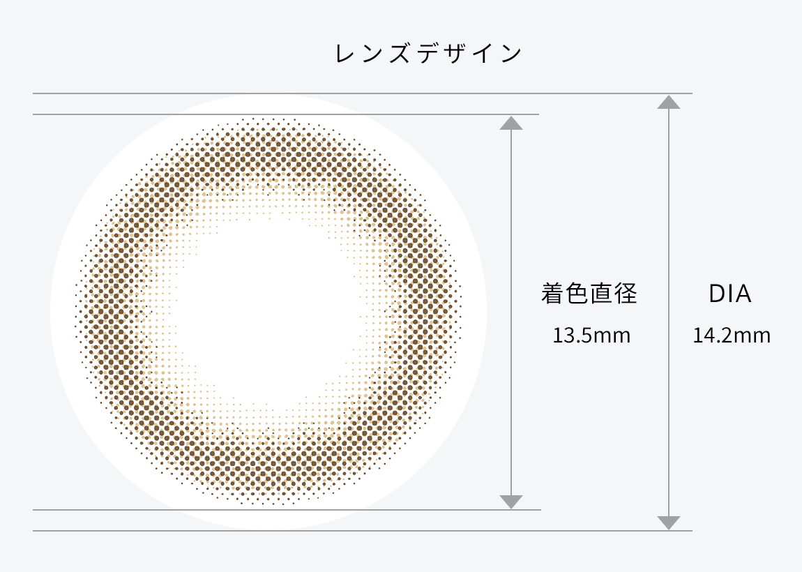 レンズデザイン着⾊直径13.5mm DIA14.2mm