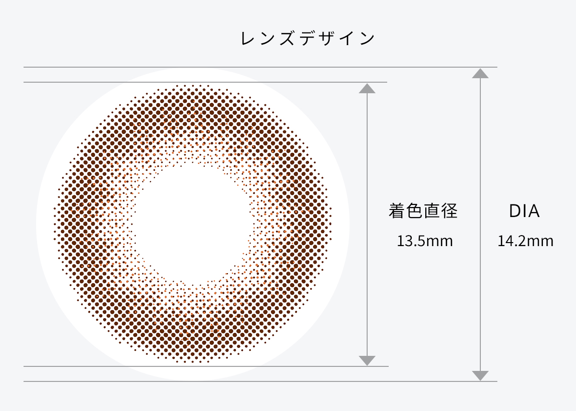 レンズデザイン着⾊直径13.5mm DIA14.2mm